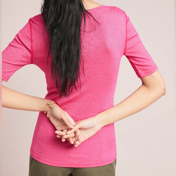 EUC Anthropologie Michael Stars Short Sleeve Top Womens XS/S Metallic Pink USA - Picture 4 of 12